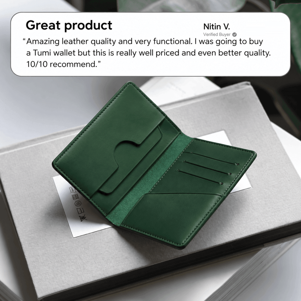 Erno Slim Wallet - Forest Green