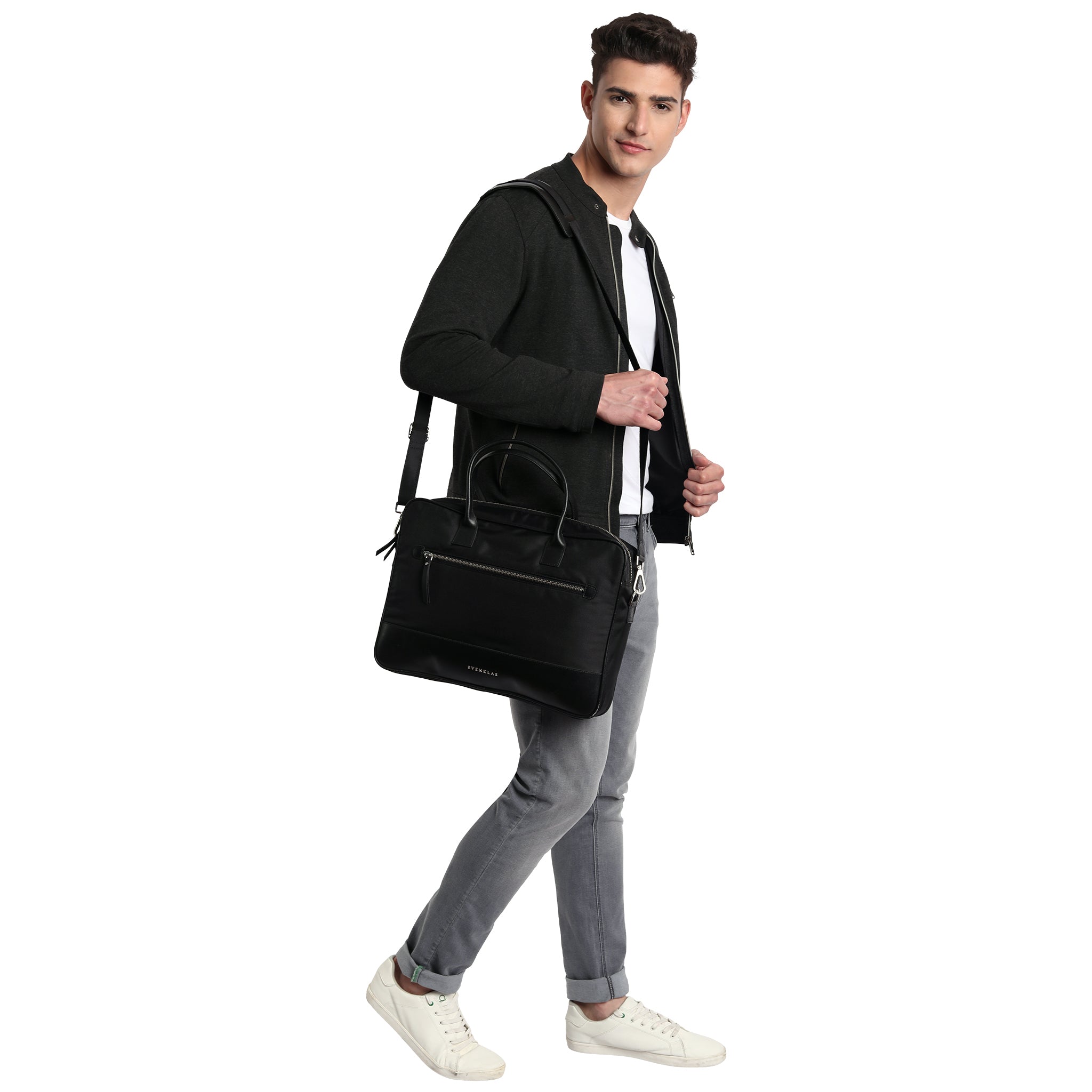 Svenklas Melvin Black Messenger Bag